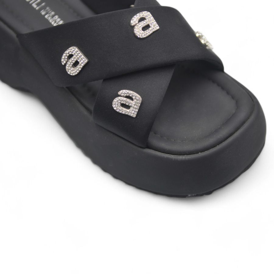Dép Quai Chéo Nữ TGG D378-16 Màu Đen Da Mềm Size 38