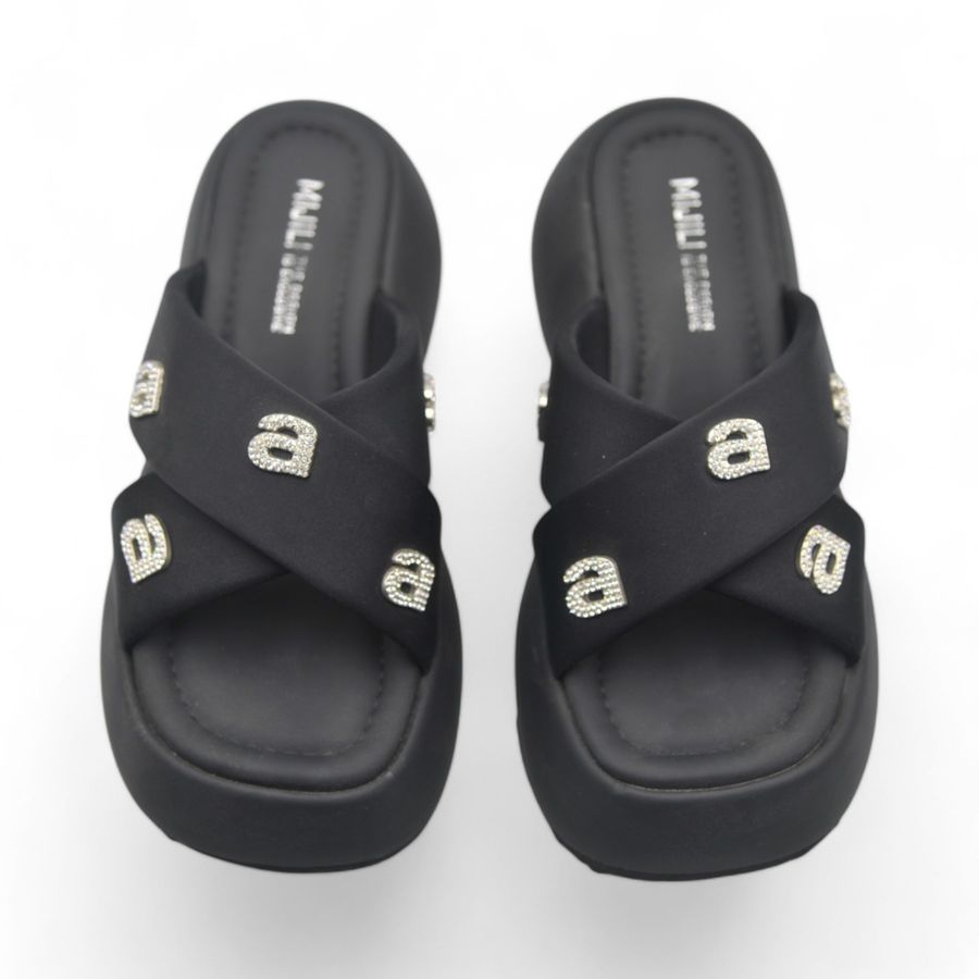 Dép Quai Chéo Nữ TGG D378-16 Màu Đen Da Mềm Size 38