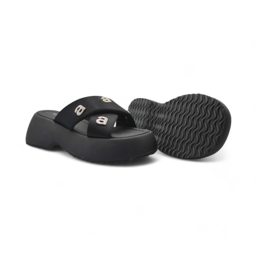 Dép Quai Chéo Nữ TGG D378-16 Màu Đen Da Mềm Size 38
