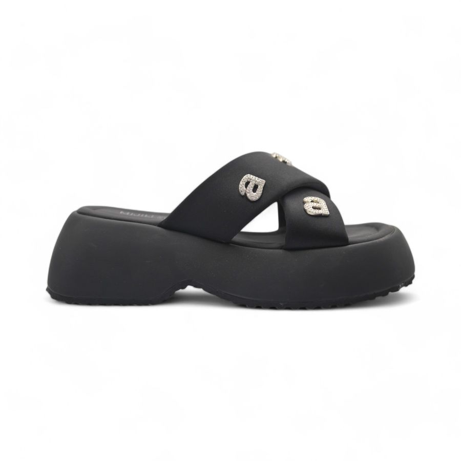 Dép Quai Chéo Nữ TGG D378-16 Màu Đen Da Mềm Size 38