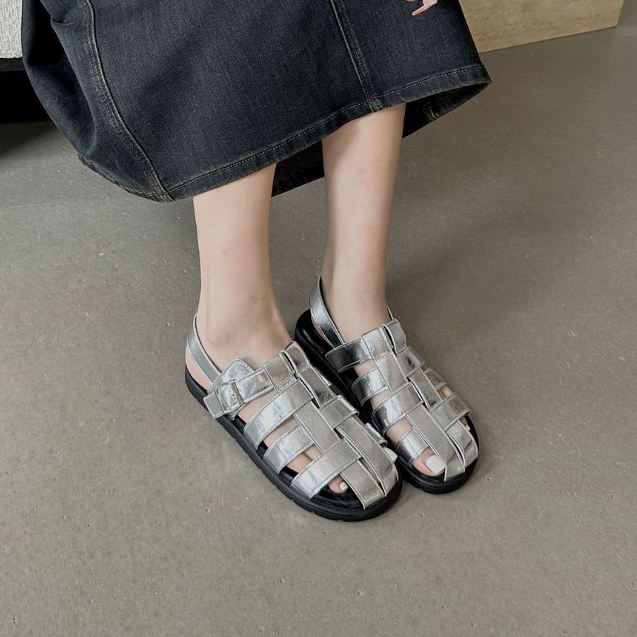 Dép Sandal Nữ TGG X326-1 Màu Bạc Da Trơn Size 36