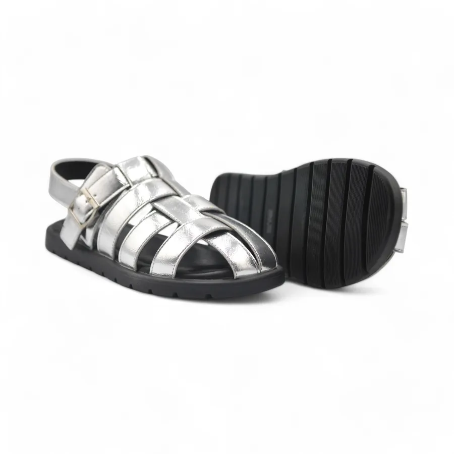 Dép Sandal Nữ TGG X326-1 Màu Bạc Da Trơn Size 39