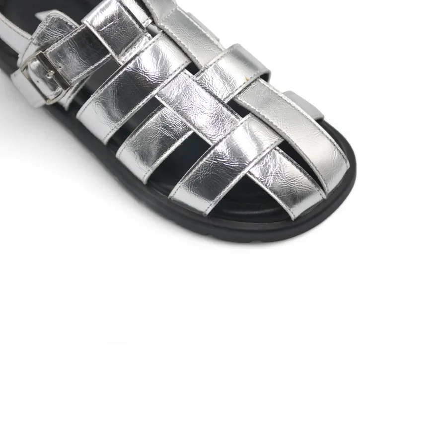 Dép Sandal Nữ TGG X326-1 Màu Bạc Da Trơn Size 39