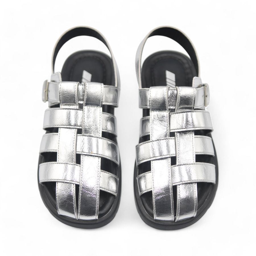 Dép Sandal Nữ TGG X326-1 Màu Bạc Da Trơn Size 39
