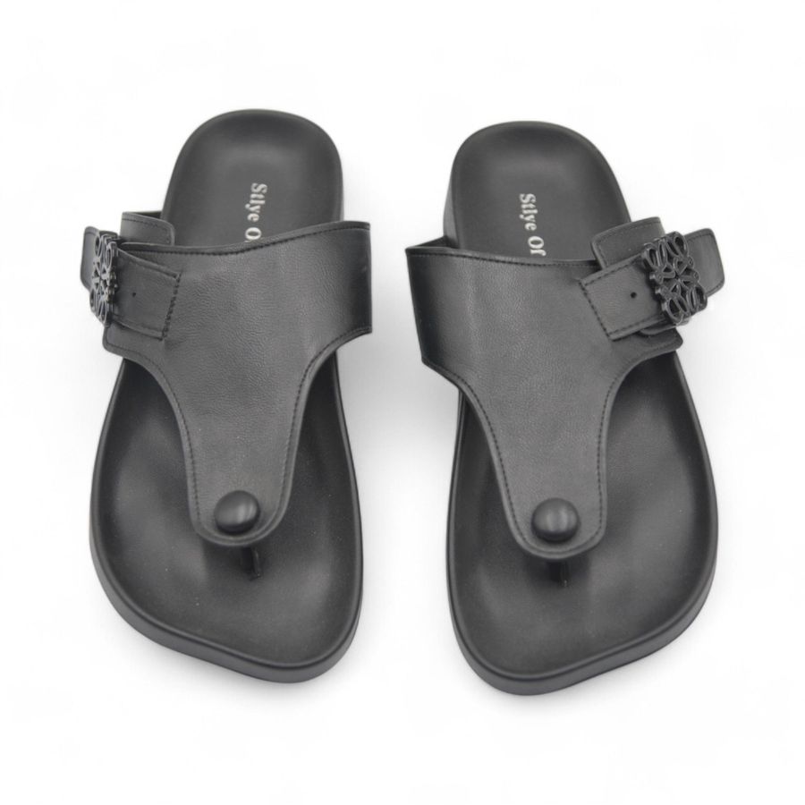 Dép Xỏ Ngón Nữ TGG UN5168-1 Màu Đen Da Mềm Size 35