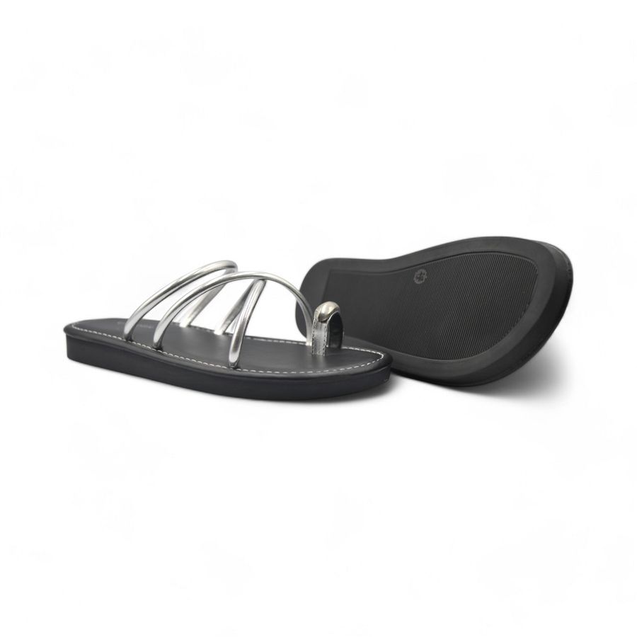 Dép Xỏ Ngón Nữ TGG UN5688-1 Màu Bạc Da Mềm Size 35