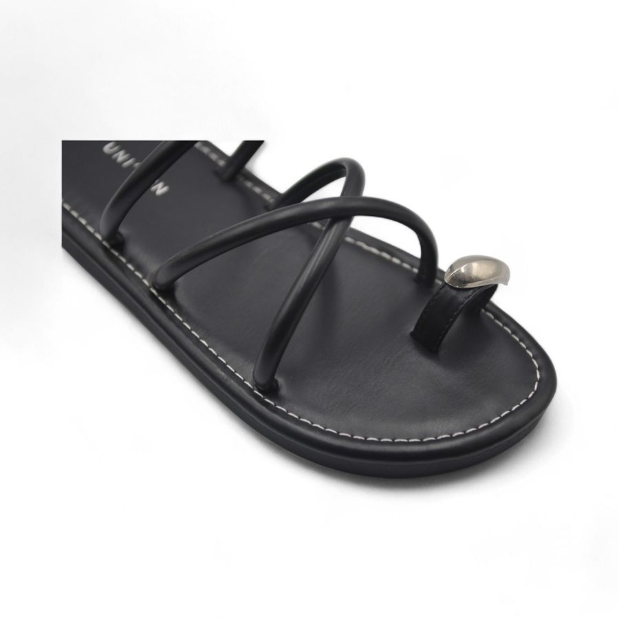 Dép Xỏ Ngón Nữ TGG UN5688-1 Màu Đen Da Mềm Size 35