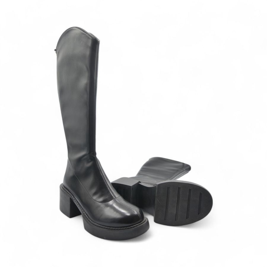 Giày Boots Cổ Vừa Nữ TGG SW1666 Màu Đen Da Trơn Size 38