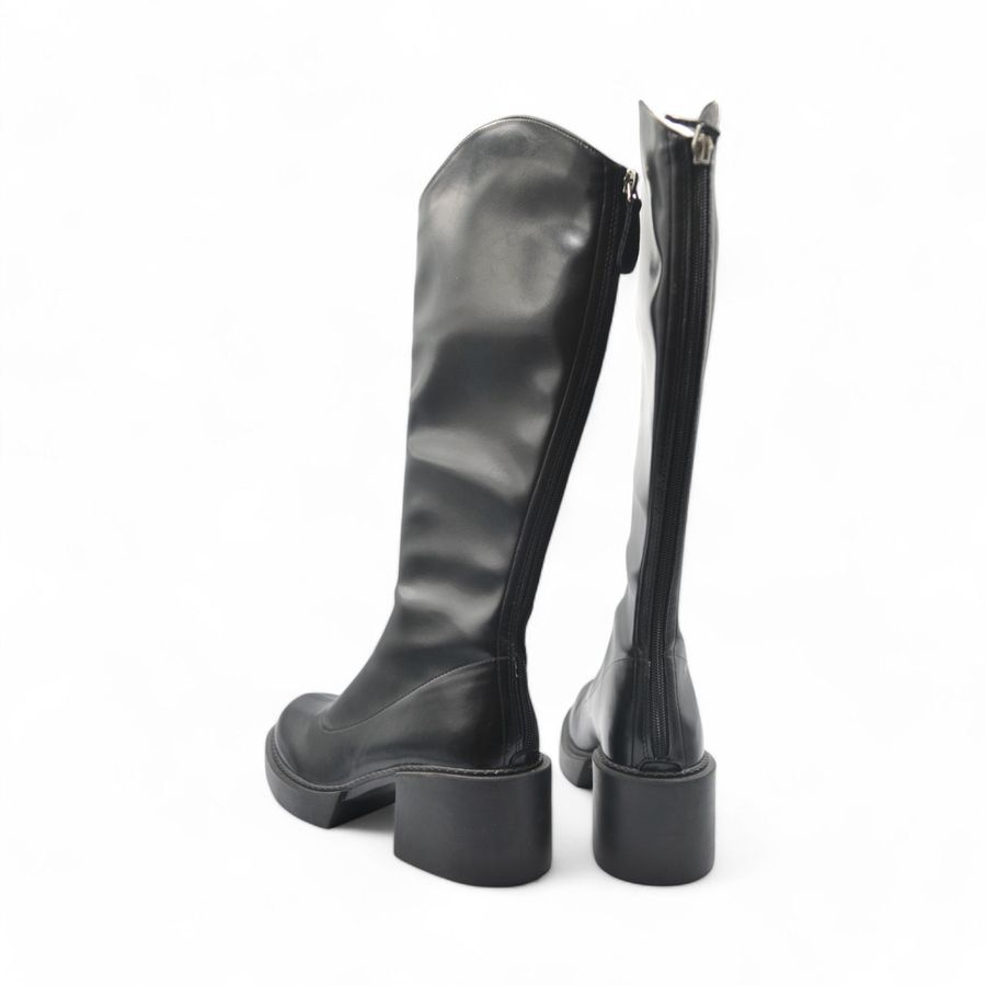 Giày Boots Cổ Vừa Nữ TGG SW1666 Màu Đen Da Trơn Size 38