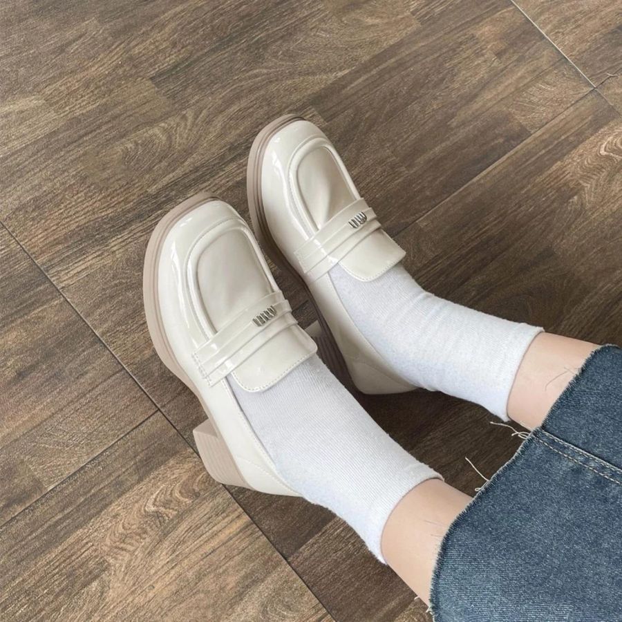 Giày Búp Bê Nữ TGG 2802-3 Da Bóng Màu Be Size 39