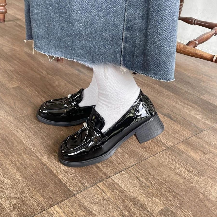 Giày Búp Bê Nữ TGG 2802-3 Da Bóng Màu Đen Size 38