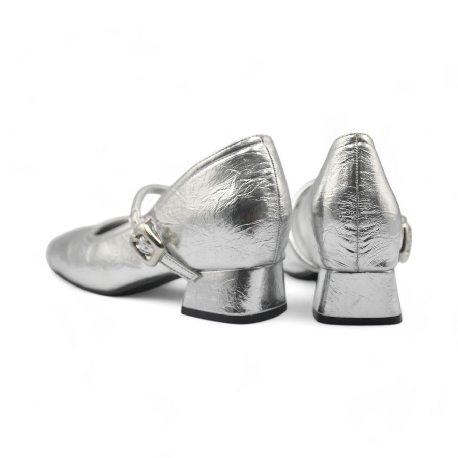 Giày Búp Bê Nữ TGG 317-1 Màu Bạc Da Bóng Xước Size 37