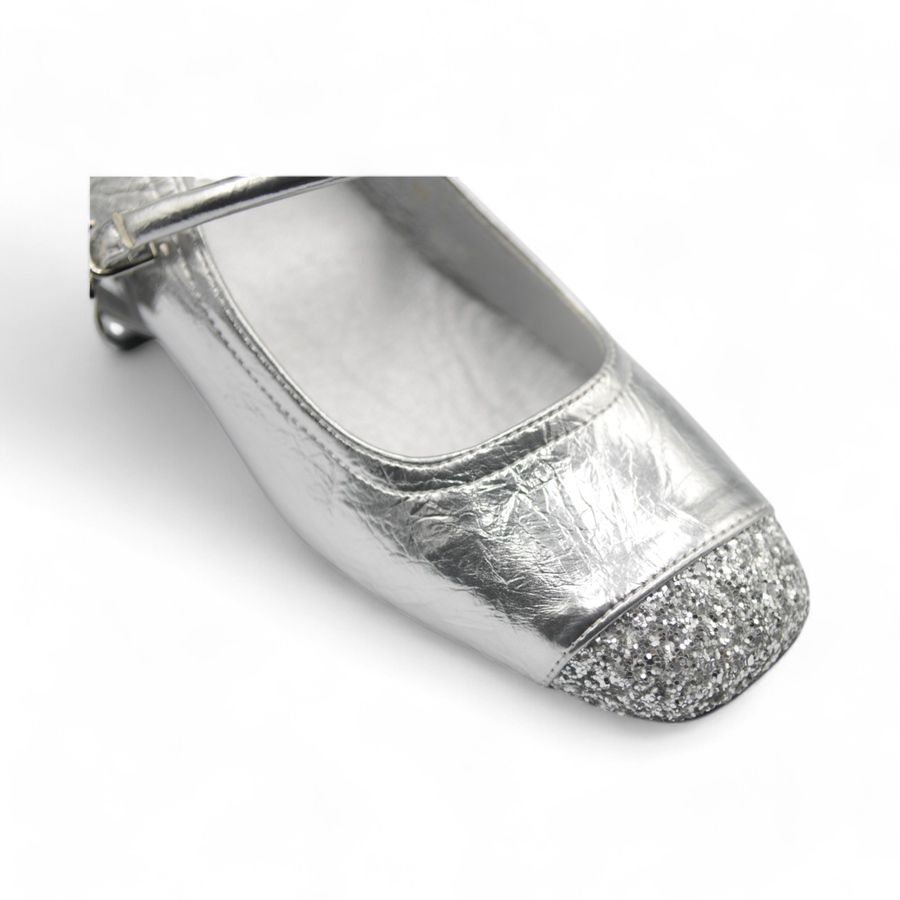 Giày Búp Bê Nữ TGG 317-1 Màu Bạc Da Bóng Xước Size 37