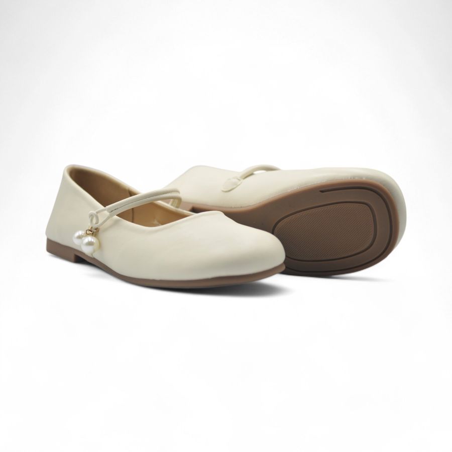 Giày Búp Bê Nữ TGG 3399-6 Màu Trắng Da Mềm Size 38