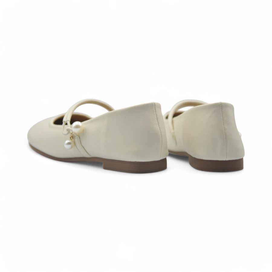 Giày Búp Bê Nữ TGG 3399-6 Màu Trắng Da Mềm Size 38