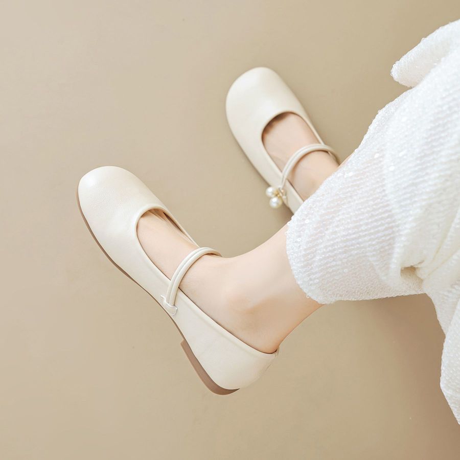 Giày Búp Bê Nữ TGG 3399-6 Màu Trắng Da Mềm Size 38