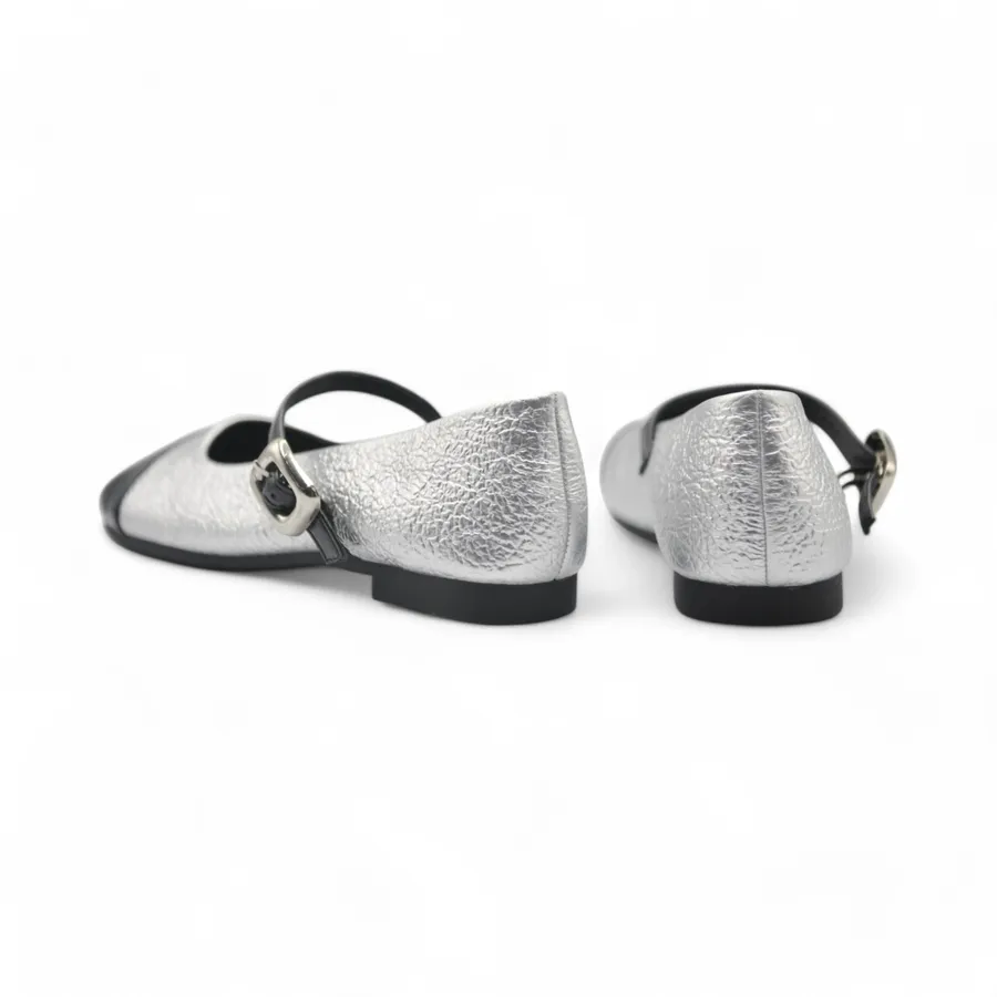 Giày Búp Bê Nữ TGG 5928-2 Màu Bạc Da Mềm Size 36