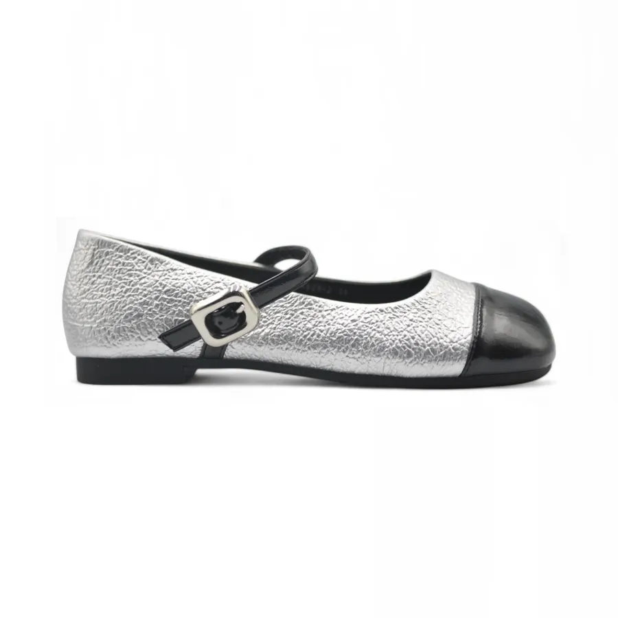 Giày Búp Bê Nữ TGG 5928-2 Màu Bạc Da Mềm Size 36