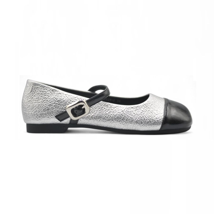 Giày Búp Bê Nữ TGG 5928-2 Màu Bạc Da Mềm Size 37