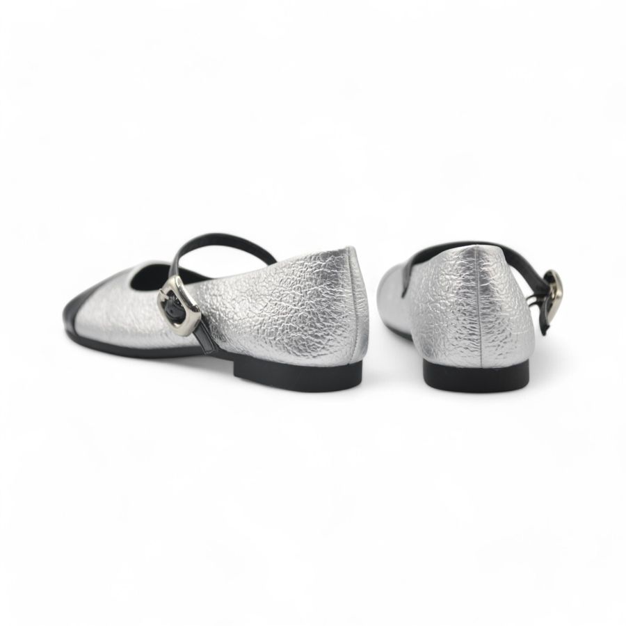 Giày Búp Bê Nữ TGG 5928-2 Màu Bạc Da Mềm Size 38