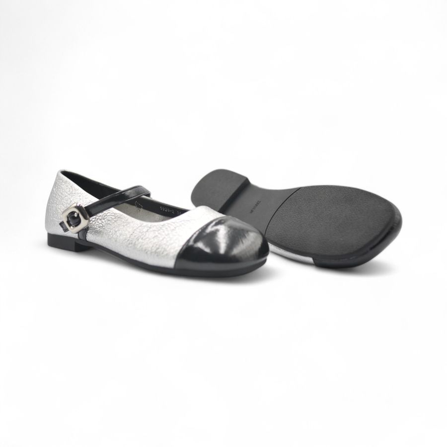 Giày Búp Bê Nữ TGG 5928-2 Màu Bạc Da Mềm Size 38