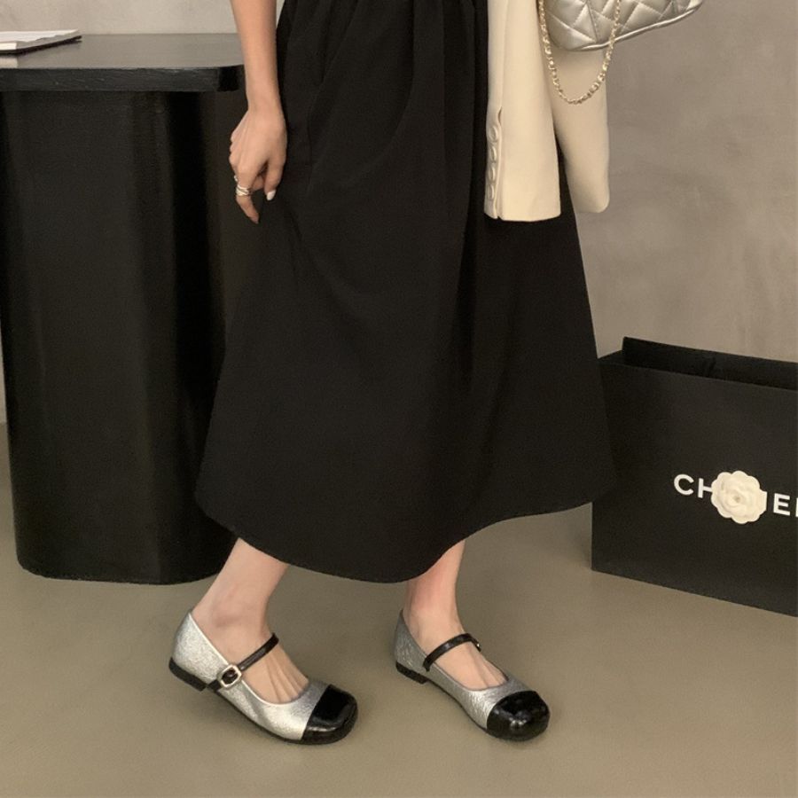 Giày Búp Bê Nữ TGG 5928-2 Màu Bạc Da Mềm Size 38