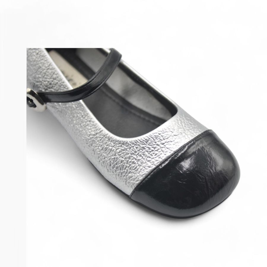 Giày Búp Bê Nữ TGG 5928-2 Màu Bạc Da Mềm Size 38