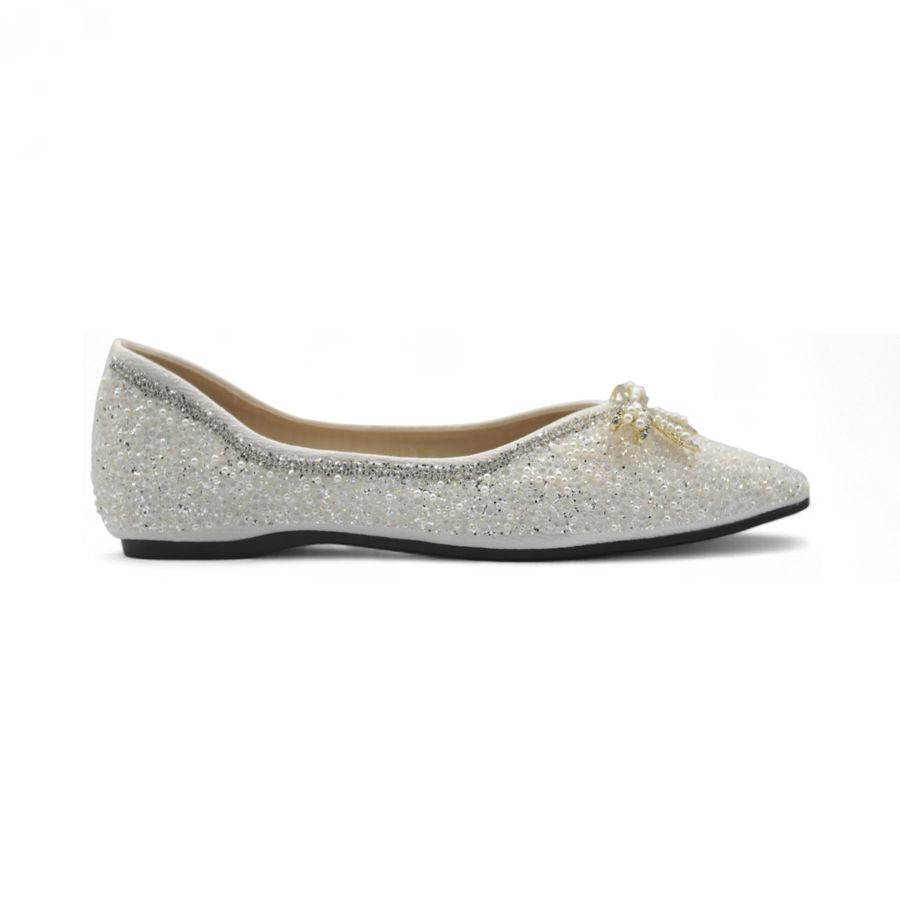 Giày Búp Bê Nữ TGG 5933-16N Màu Trắng Da Mềm Size 38
