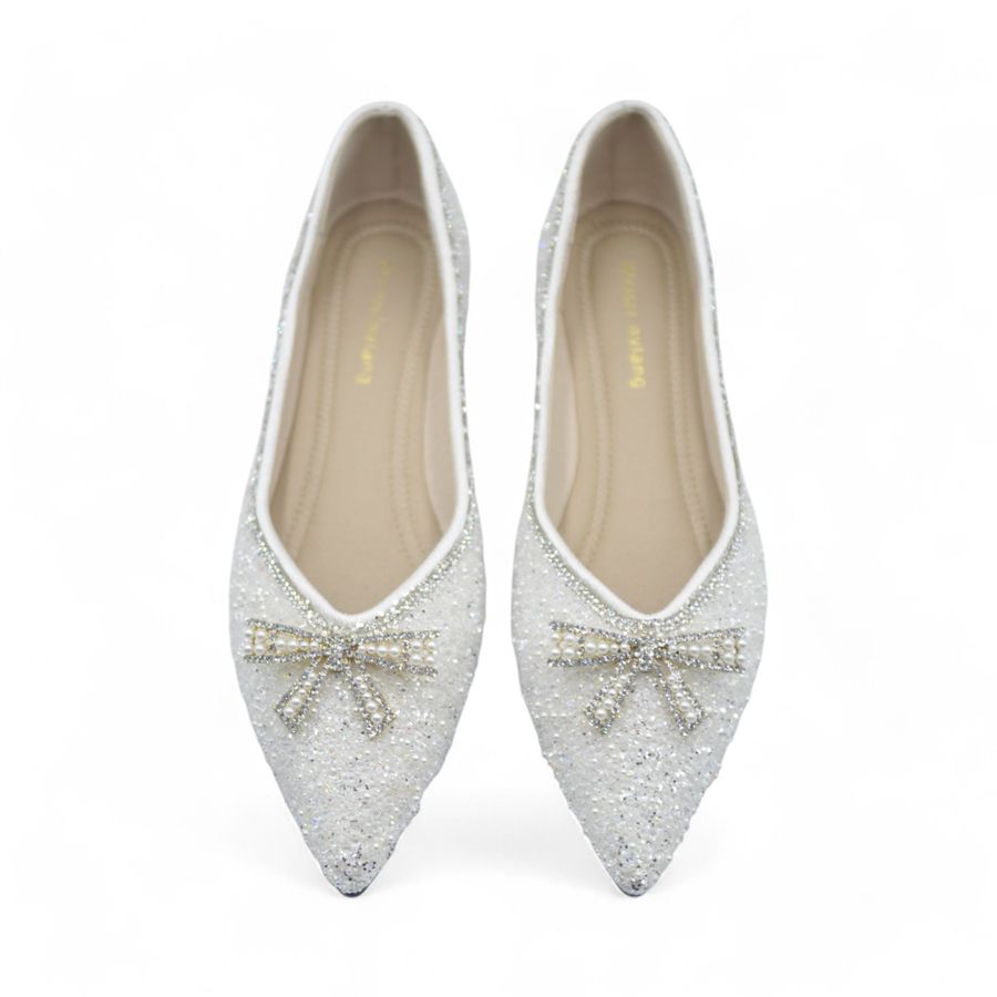 Giày Búp Bê Nữ TGG 5933-16N Màu Trắng Da Mềm Size 38