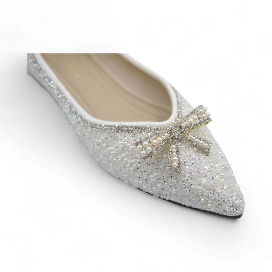 Giày Búp Bê Nữ TGG 5933-16N Màu Trắng Da Mềm Size 38