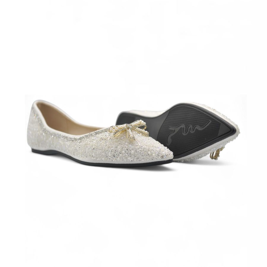 Giày Búp Bê Nữ TGG 5933-16N Màu Trắng Da Mềm Size 38