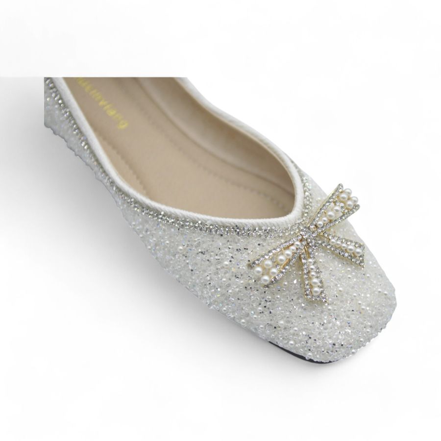 Giày Búp Bê Nữ TGG 5933-16V Màu Trắng Da Mềm Size 37