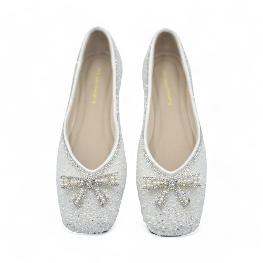Giày Búp Bê Nữ TGG 5933-16V Màu Trắng Da Mềm Size 37
