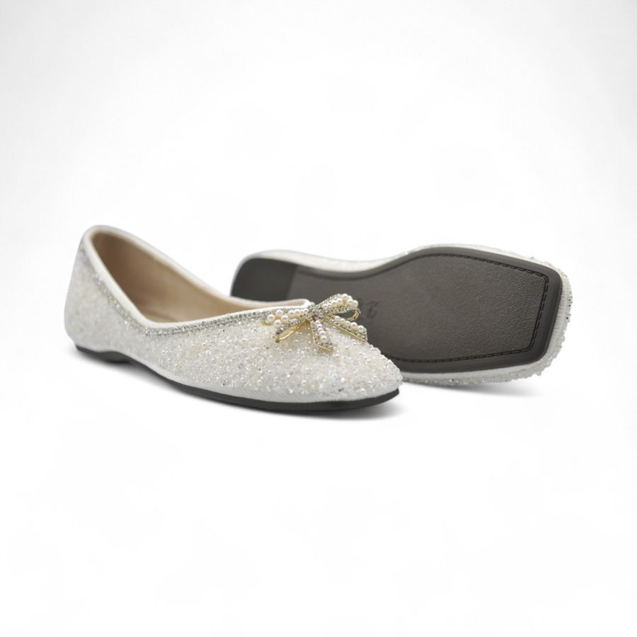 Giày Búp Bê Nữ TGG 5933-16V Màu Trắng Da Mềm Size 37