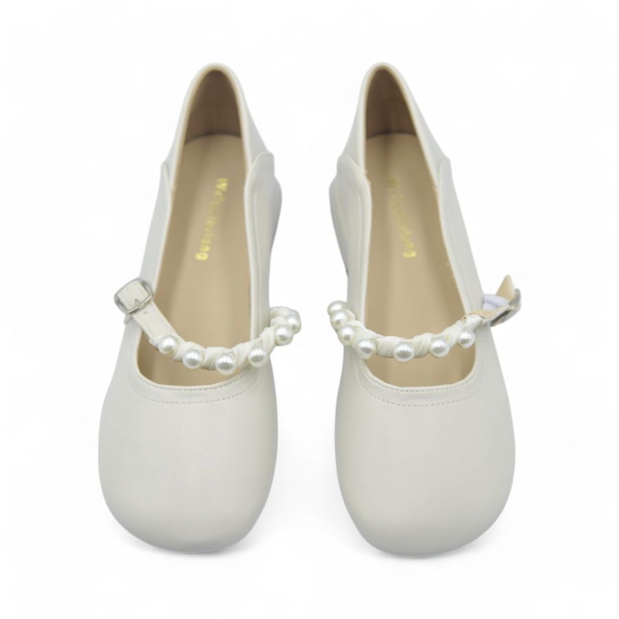 Giày Búp Bê Nữ TGG 601-6 Màu Trắng Da Mềm Size 36