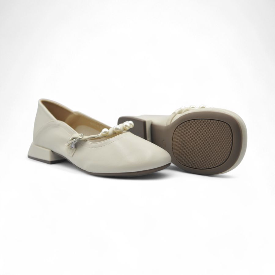 Giày Búp Bê Nữ TGG 601-6 Màu Trắng Da Mềm Size 36