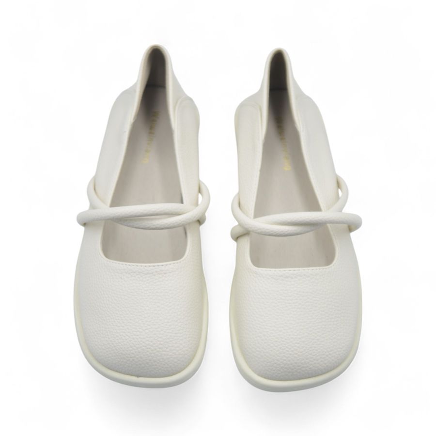 Giày Búp Bê Nữ TGG 719-1 Màu Trắng Da Sần Size 36