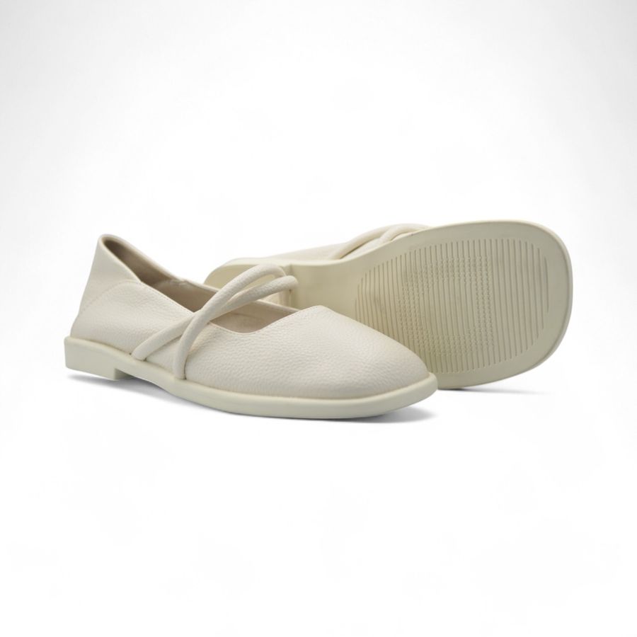 Giày Búp Bê Nữ TGG 719-1 Màu Trắng Da Sần Size 36