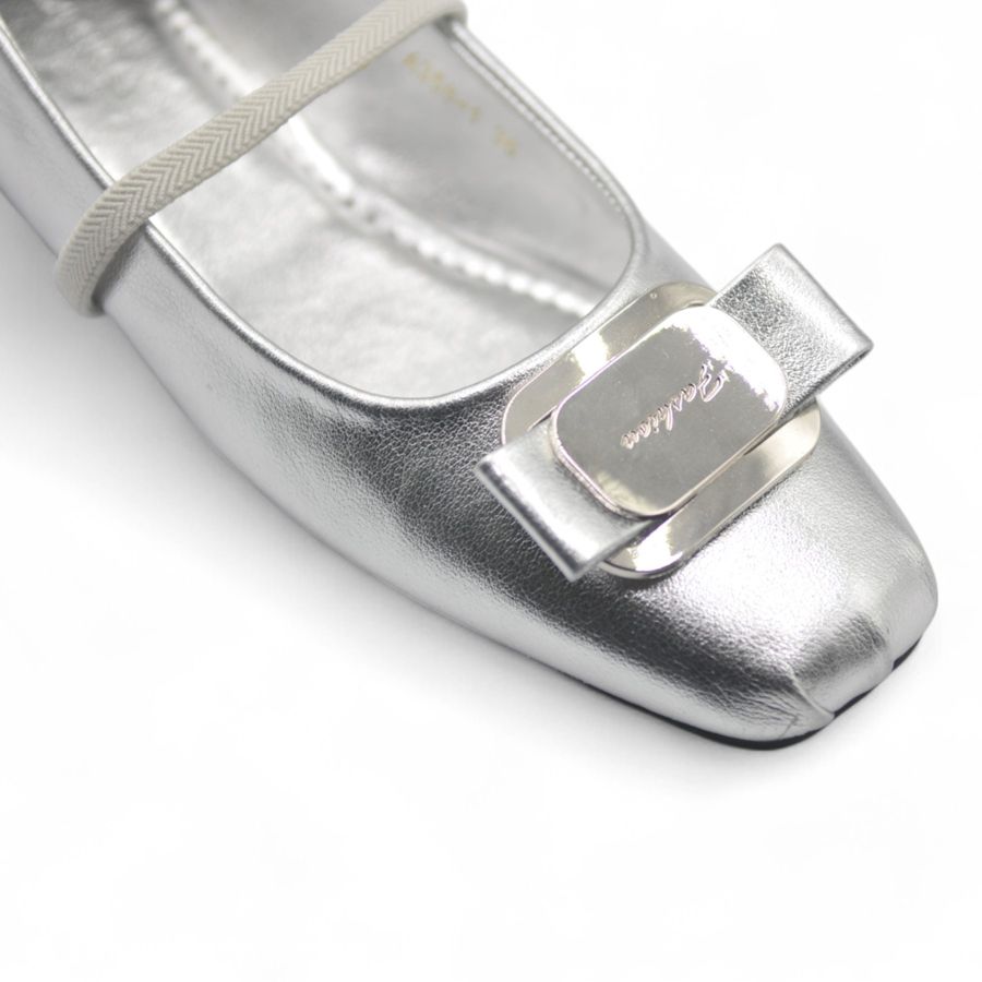 Giày Búp Bê Nữ TGG A358-1 Màu Bạc Da Mềm Size 36