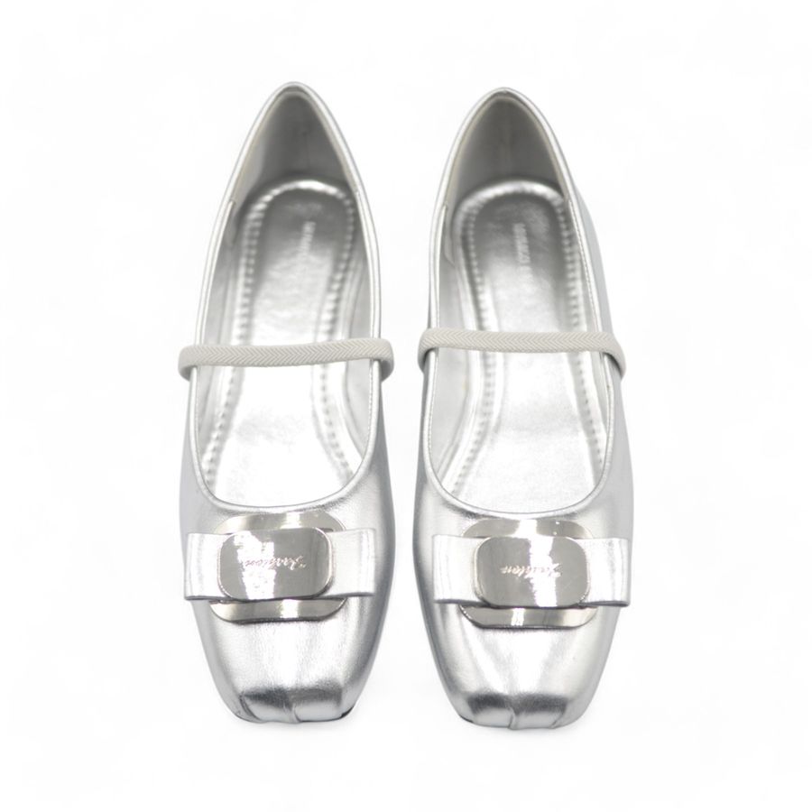 Giày Búp Bê Nữ TGG A358-1 Màu Bạc Da Mềm Size 36