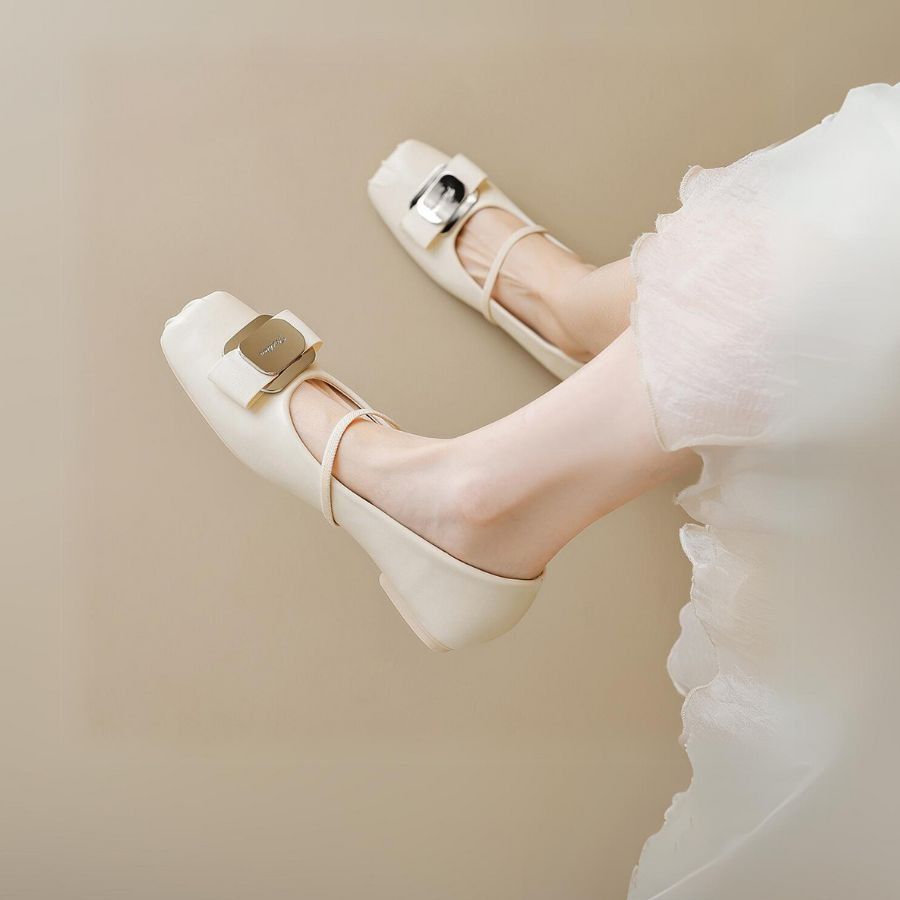 Giày Búp Bê Nữ TGG A358-1 Màu Trắng Da Mềm Size 35