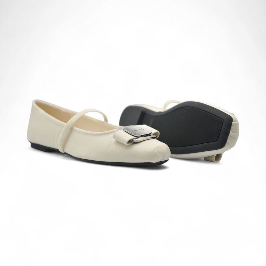 Giày Búp Bê Nữ TGG A358-1 Màu Trắng Da Mềm Size 35