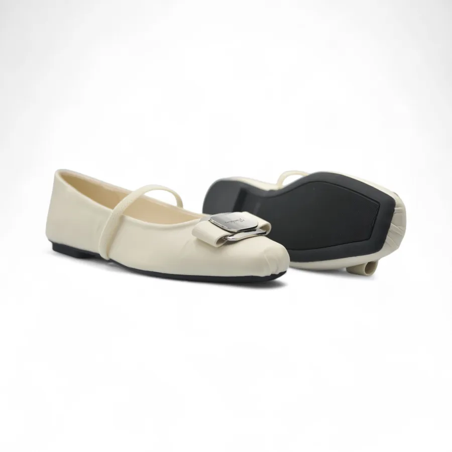 Giày Búp Bê Nữ TGG A358-1 Màu Trắng Da Mềm Size 38