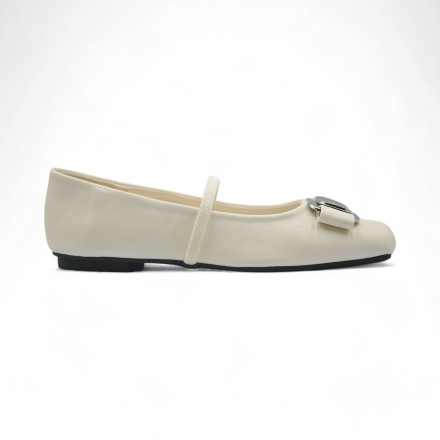 Giày Búp Bê Nữ TGG A358-1 Màu Trắng Da Mềm Size 39