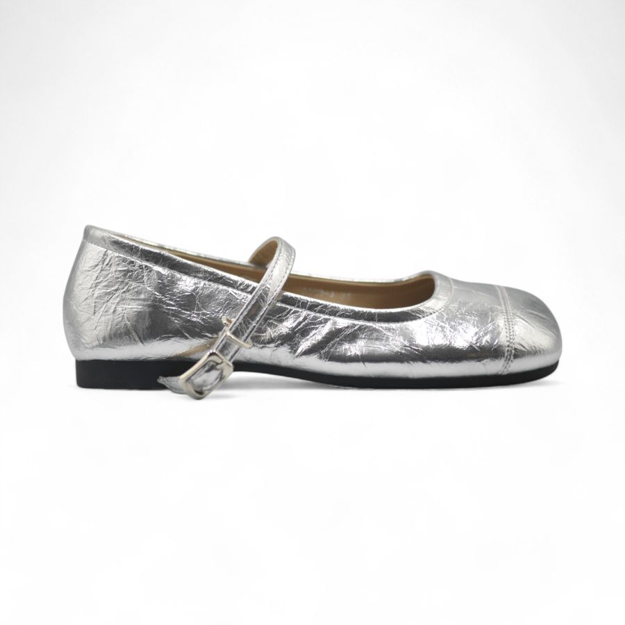 Giày Búp Bê Nữ TGG D5928-3 Màu Bạc Da Mềm Size 39