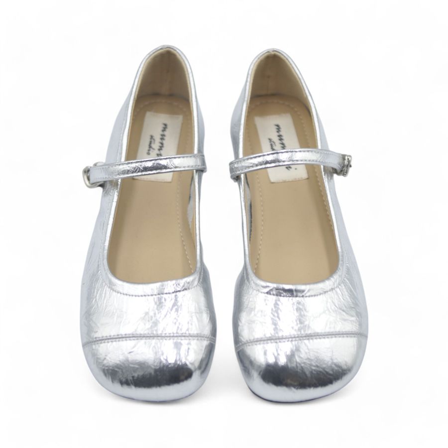 Giày Búp Bê Nữ TGG D5928-3 Màu Bạc Da Mềm Size 39