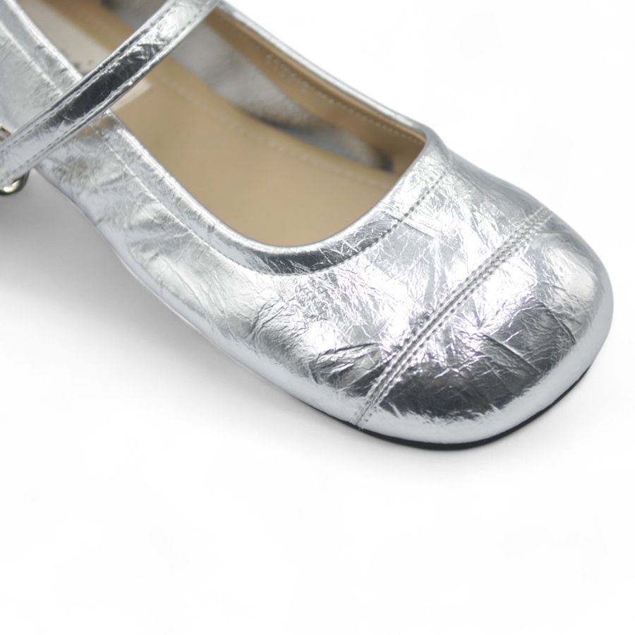 Giày Búp Bê Nữ TGG D5928-3 Màu Bạc Da Mềm Size 39