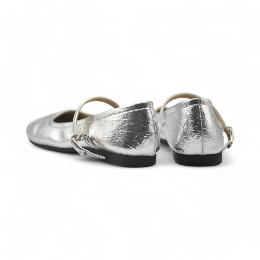 Giày Búp Bê Nữ TGG D5928-3 Màu Bạc Da Mềm Size 39