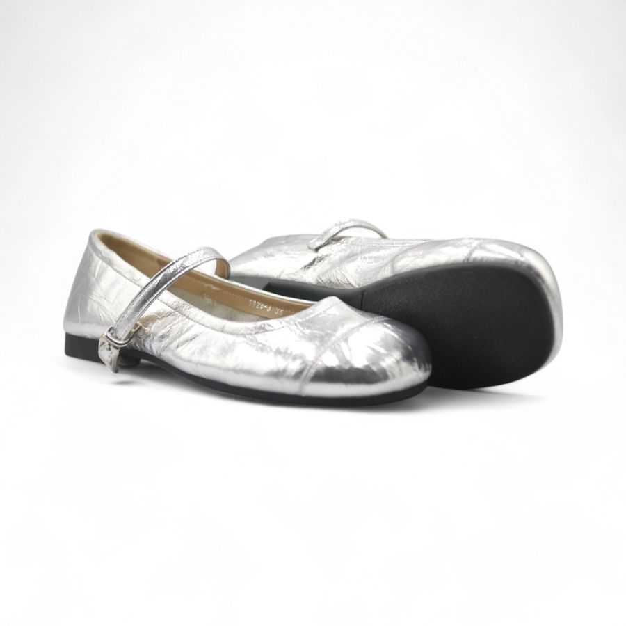 Giày Búp Bê Nữ TGG D5928-3 Màu Bạc Da Mềm Size 39