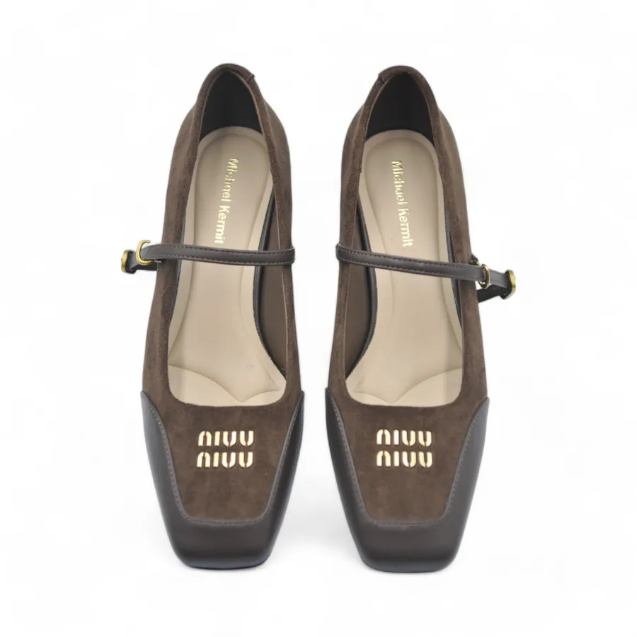 Giày Búp Bê Nữ TGG D970-3 Màu Nâu Da Lộn Size 35
